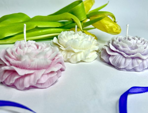 kwiat piwonii świeca sojowa handmade